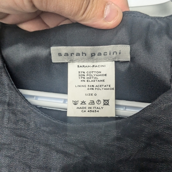 SARAH PACINI Vintage Formal Black Dress Size 0 Y2K 2000 Style Made Un Italy - Picture 5 of 10
